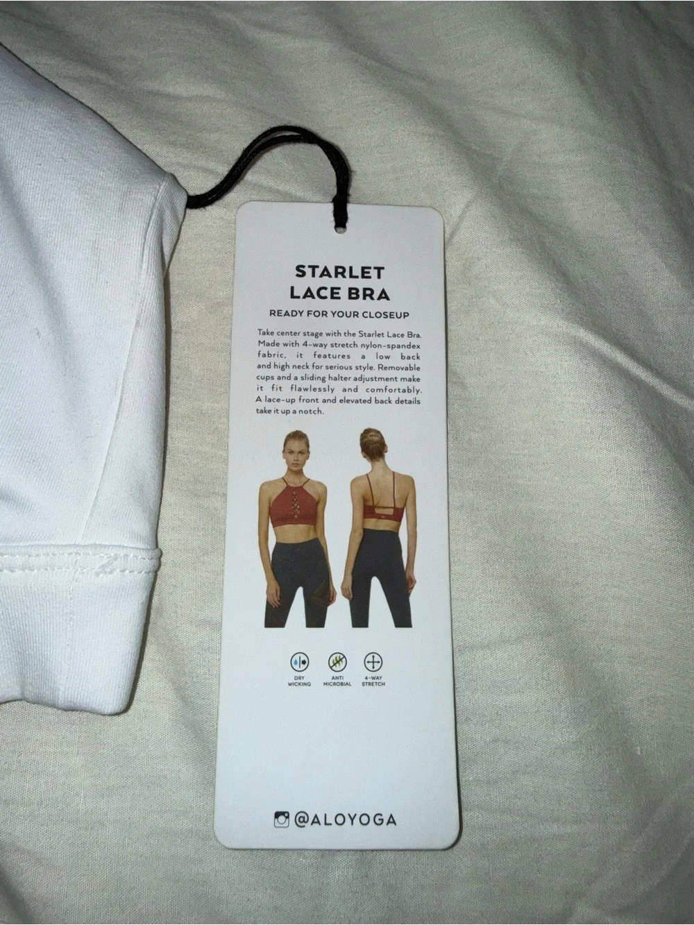 NWT Alo Yoga White Air Brush Leggings & Starlet Lace Bra set